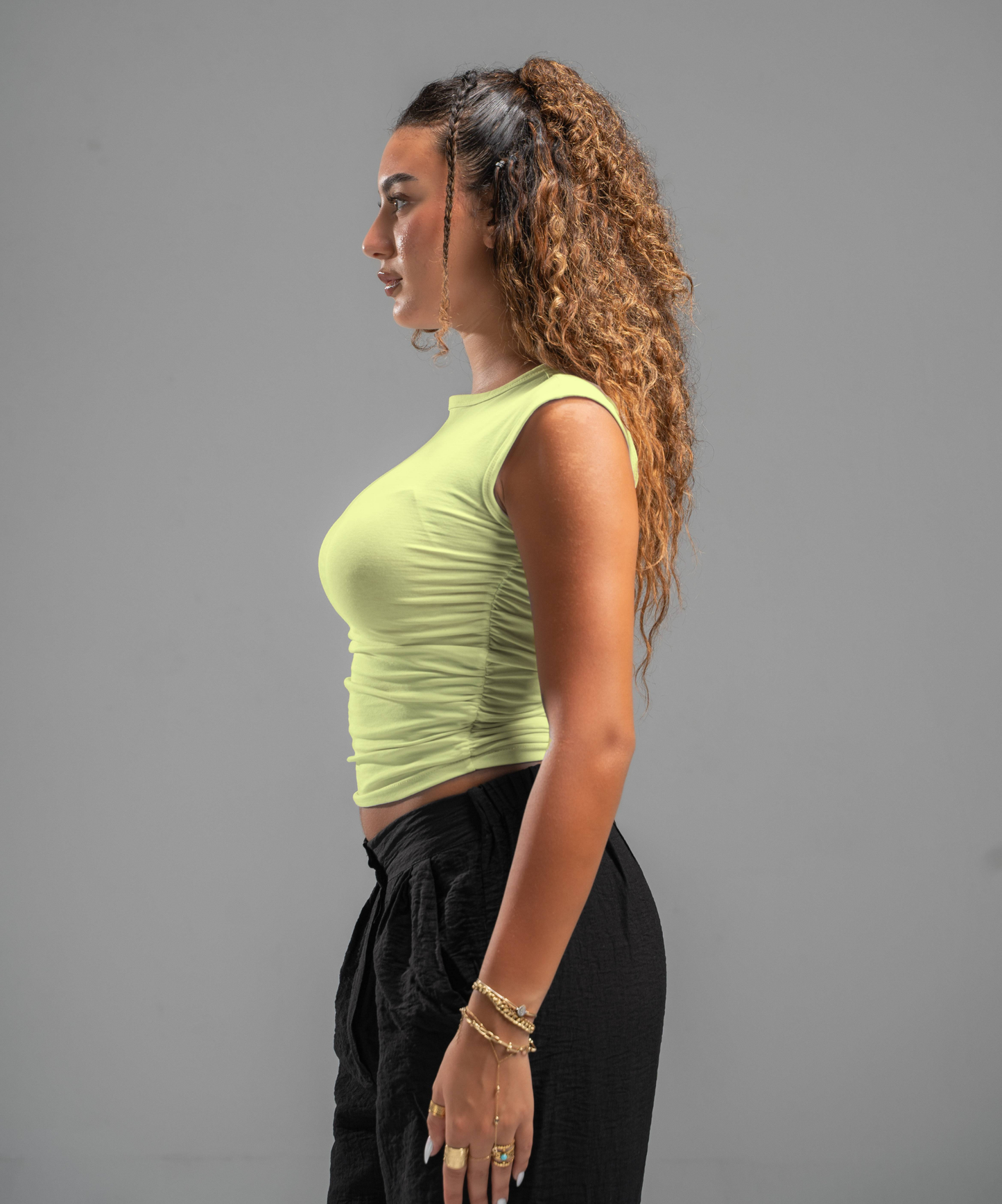 Scrunch side butter yellow top