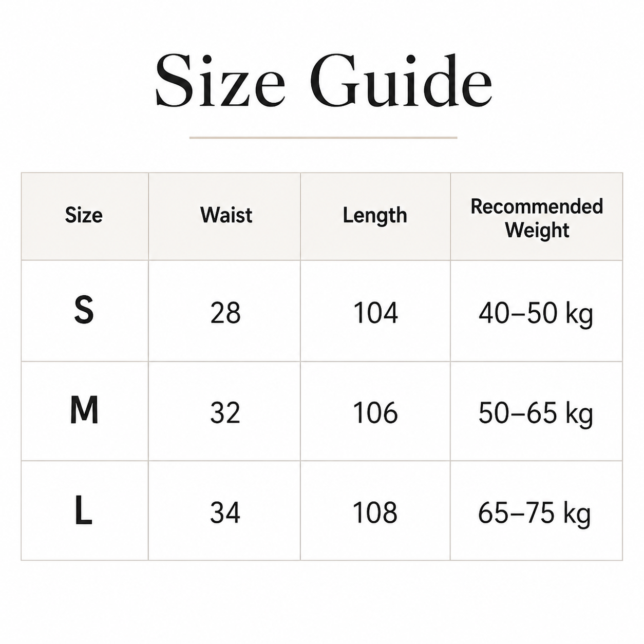 Size Guide