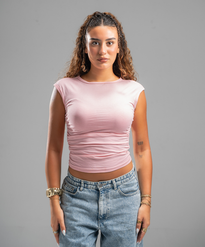 Scrunch side pink top