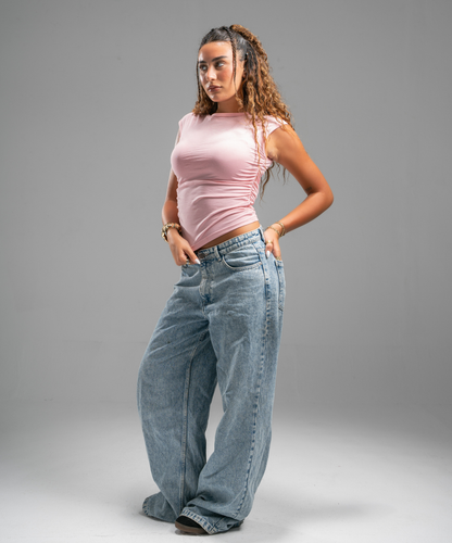 Scrunch side pink top