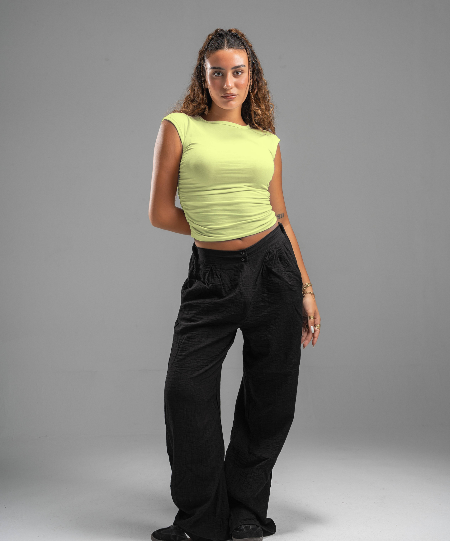 Scrunch side butter yellow top