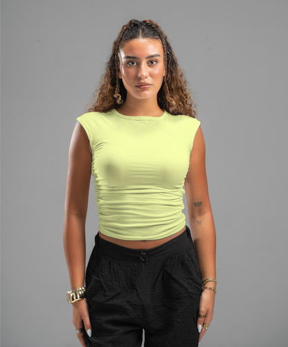 Scrunch side butter yellow top